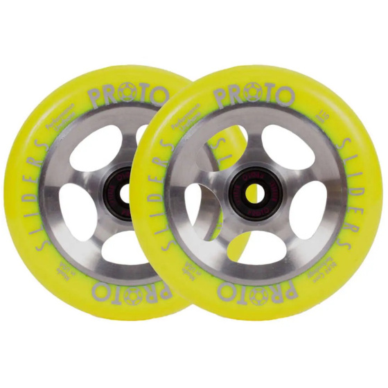 Proto Sliders Starbright Scooter Wheels 2-Pack (Yellow On Raw)