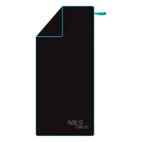 Microfiber towel NILS aqua NAR13 black/blue