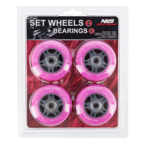 PU wheels with bearings NILS EXTREME 72x24mm ABEC 7 pink