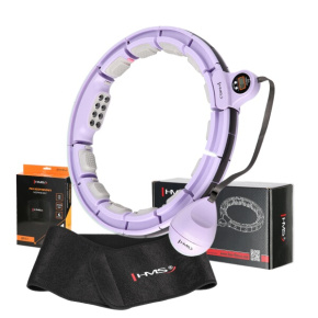 Set of HMS HHM13 massage hula hoop with weights, magnets and counter and BR163 slimming belt purple