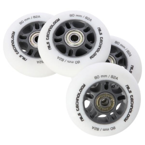 NILS Extreme PU 80x24 82A matt wheels with ABEC 9 bearings, white, 4 pcs