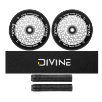 Set of 2 Divine 110 mm Light Core wheels silver + Divine griptape + Divine grips