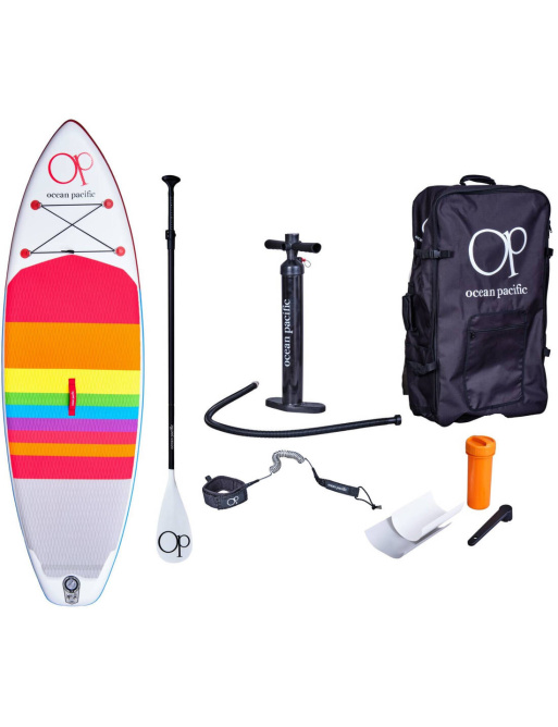 Ocean Pacific Sunset All Round 9'6 Inflatable Paddle Board (Bílá/Červená/Modrá)