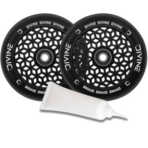Set of 2 Divine 110 mm Light Core black wheels + Divine oil for bearings
