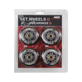 Set of black PU wheels 84x24 + ABEC9 NILS EXTREME bearings
