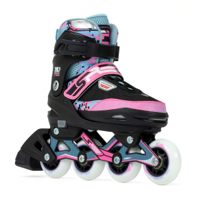 SFR Pixel Adjustable Children's Inline Skates - Blue / Pink - UK:1J-4J EU:33-37 US:M2-5
