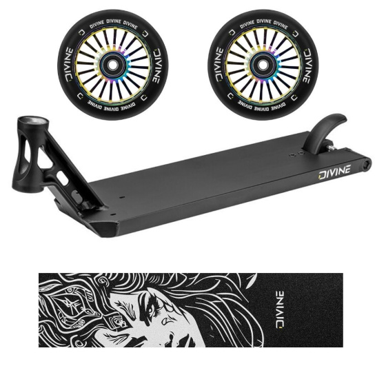 Set Board Divine Forget Street 6" 560 mm Black + 2 Divine 110 mm Turbo Neochrome Wheels + Divine Nyx Griptape