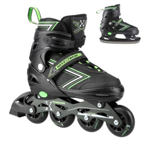 Roller skates NILS Extreme NH11912 A 2in1, green