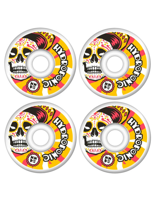 Hydroponic Mexican Skull 2.0 Skateboard Wheels 4-Set (54mm|White/Orange)