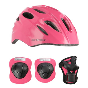 Helmet with pads NILS Extreme MTW01+H210 pink