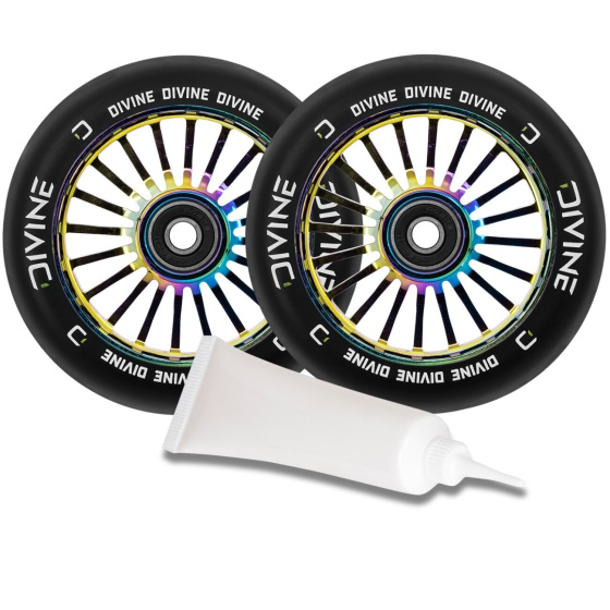 Set of 2 Divine 110 mm Turbo Neochrome wheels + Divine oil for bearings