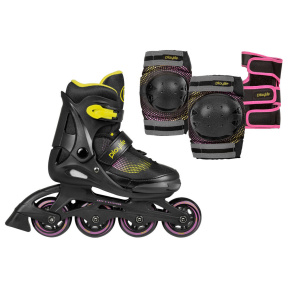 Kids Roller Skates Playlife Joker Yellow Glow Combo