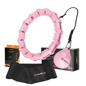 Set of massage hula hoop HMS HHW02 with weights and slimming belt BR163 pink