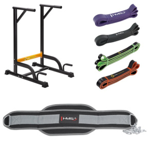 HMS PWL8306+PST04+GU-SET set of multifunctional supports, weight belt and resistance bands