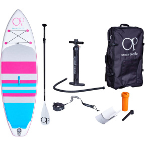 Ocean Pacific Sunset All Round 9'6 Inflatable Paddle Board (White/Grey/Pink)
