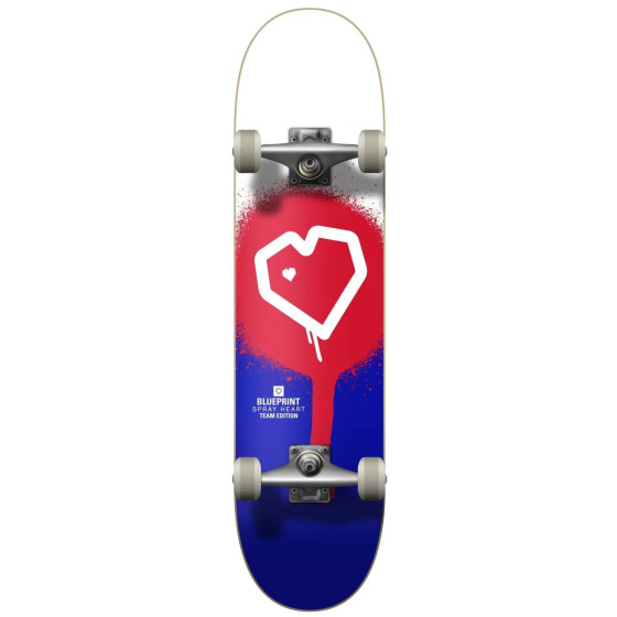 Blueprint Spray Heart V2 Skateboard Complete (7.75"|Red/Blue)