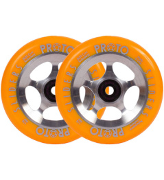 Proto Sliders Starbright Scooter Wheels 2-Pack (Orange On Raw)