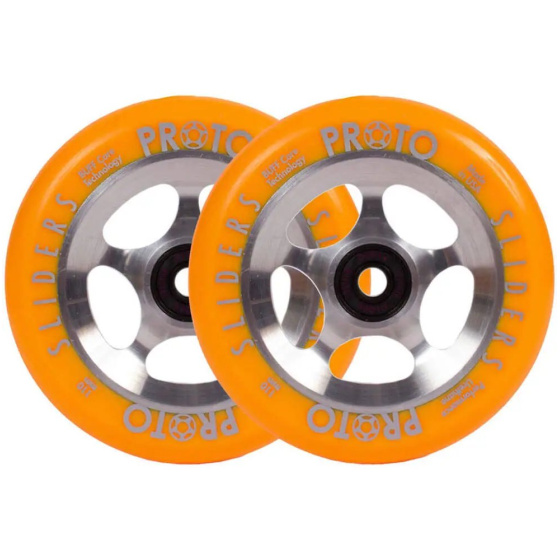 Proto Sliders Starbright Scooter Wheels 2-Pack (Orange On Raw)