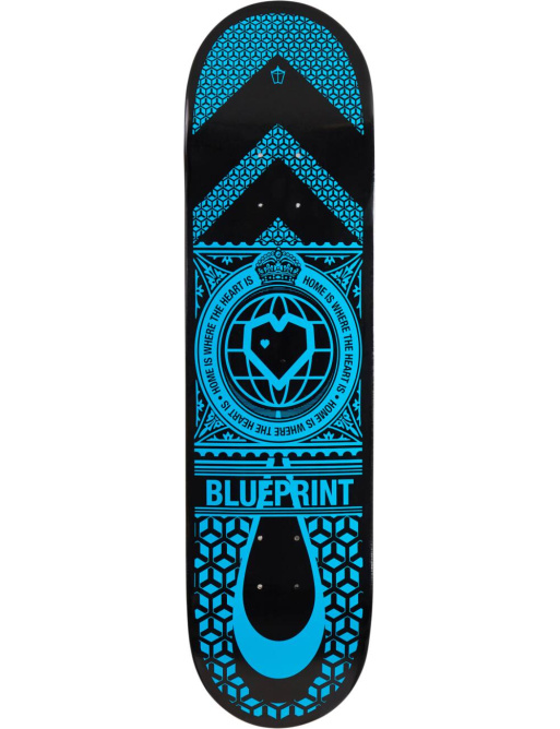 Blueprint Home Heart Skate Board (8.25"|Black/Blue)