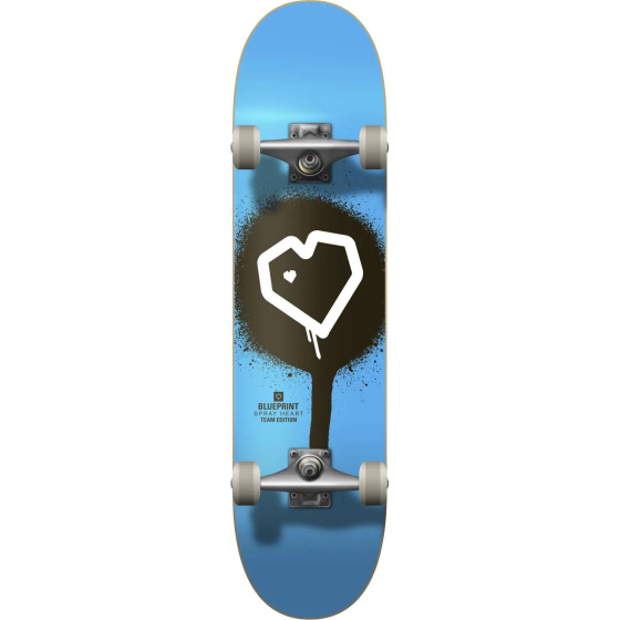 Blueprint Spray Heart V2 Skateboard Set (8"|Blue/Black/White)