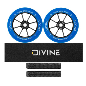 Set 2ks koleček Divine 110 mm Spoked modré + Divine griptape + Divine gripy