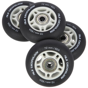 NILS Extreme PU 72x24 82A matt wheels with ABEC 9 bearings, black, 4 pcs