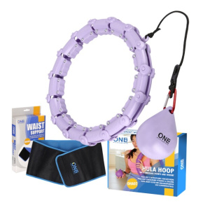 Set of massage hula hoop ONE Fitness OHA02 with weights and slimming belt BR160 purple