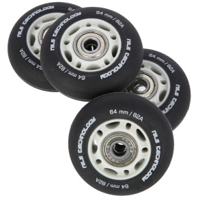 NILS Extreme PU 64x24 82A matt wheels with ABEC 9 bearings, black, 4 pcs
