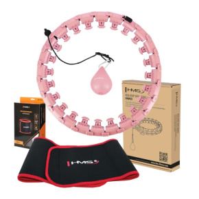 Set of massage hula hoop HMS HHW01 with weights and slimming belt BR163 pink