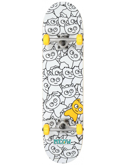 Meow Sticker Pile Skateboard Set (8 "| White)
