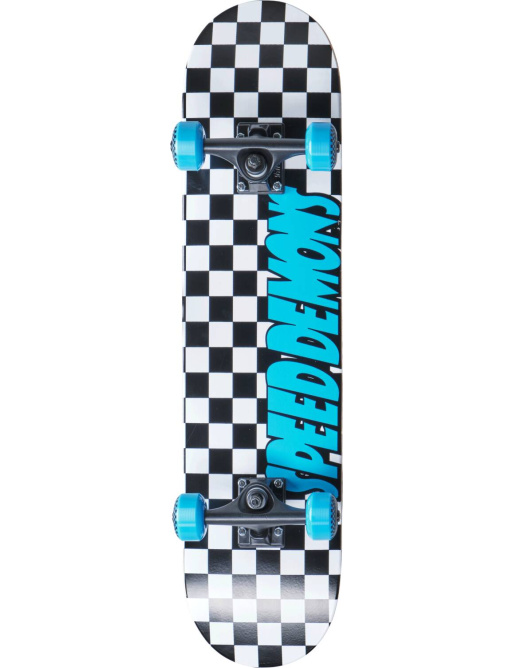 Speed Demons Checkers Skateboard Set (8"|Black/Blue)
