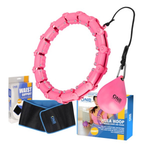Massage hula hoop set ONE Fitness OHA02 with weights and slimming belt BR160 pink
