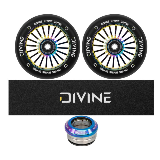 Set of 2 Divine 110 mm Turbo Neochrome wheels + Divine griptape + Divine headset