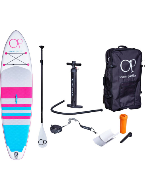 Ocean Pacific Malibu All Round 10'6 Inflatable Paddleboard (White/Grey/Pink)