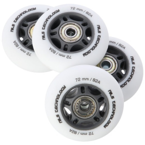 NILS Extreme PU 72x24 82A matt wheels with ABEC 9 bearings, white, 4 pcs