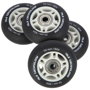 NILS Extreme PU 70x24 82A matt wheels with ABEC 9 bearings, black, 4 pcs