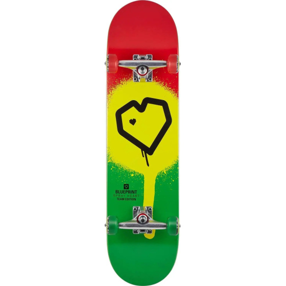 Blueprint Spray Heart V2 Skateboard Complete (8"|Rasta)