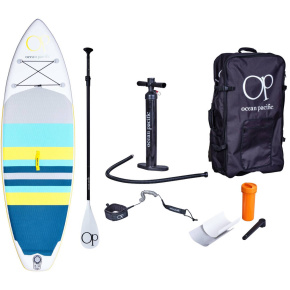 Ocean Pacific Sunset All Round 9'6 Inflatable Paddle Board (White/Grey/Yellow)