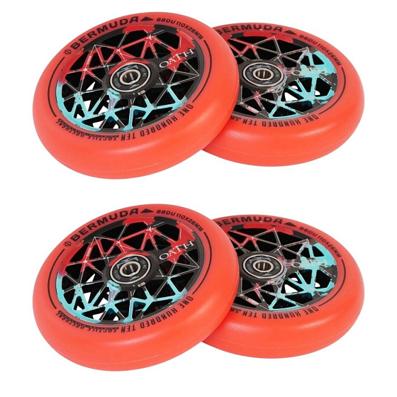 Packaging 1+1 Oath Bermuda Wheels 110mm Black/Teal/Red 4pcs