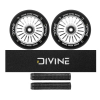 Set of 2 Divine 110 mm Turbo silver wheels + Divine griptape + Divine grips
