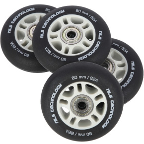 NILS Extreme PU 80x24 82A matt wheels with ABEC 9 bearings, black, 4 pcs