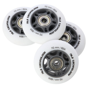 NILS Extreme PU 70x24 82A matt wheels with ABEC 9 bearings, white, 4 pcs