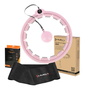 HMS HHW09 hula hoop massage set with weights and counter and BR163 slimming belt pink