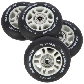 NILS Extreme PU 76x24 82A matt wheels with ABEC 9 bearings, black, 4 pcs