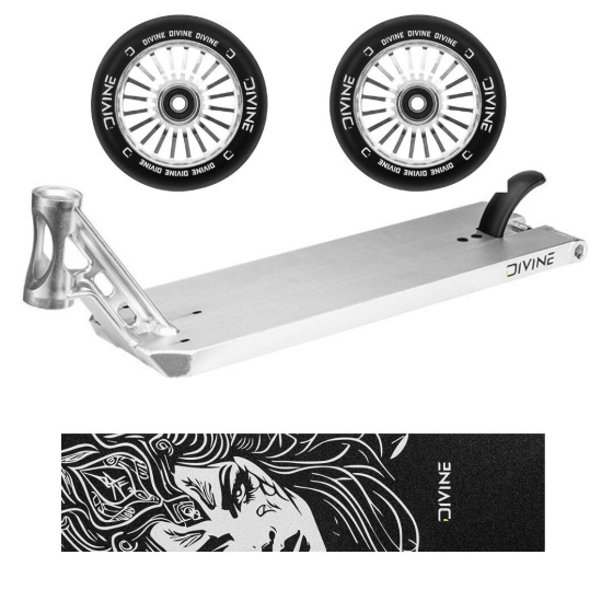 Set Board Divine Forget Street 6" 580 mm Silver + 2 Divine 110 mm Turbo Wheels Silver + Divine Nyx Griptape
