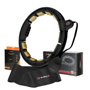Set of HMS HHM13 massage hula hoop with weights, magnets and counter and BR163 slimming belt black