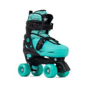 SFR Nebula Adjustable Children's Quad Skates - Black / Green - UK:1J-4J EU:33-37 US:M2-5