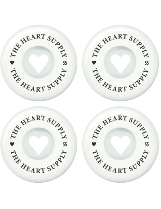 Heart Supply Clean Heart Skate Wheels 4-Pack (55mm|White/Black)