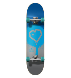 Blueprint Spray Heart V2 Skateboard Complete (7.5"|Blue/Silver/Turquoise)