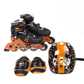 Roller skates NILS EXTREME NJ 082 orange-black with helmet and pads